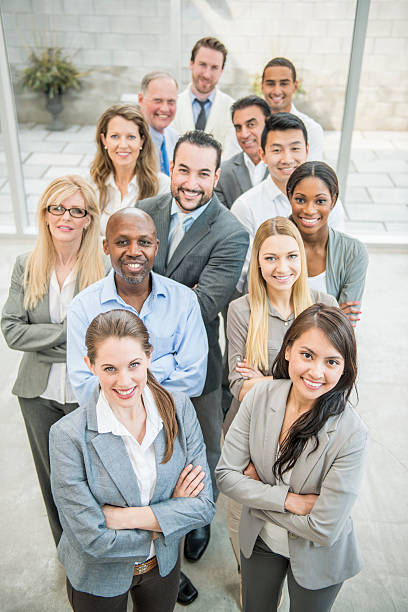 Portrait of large group of business people